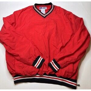 Vintage 90s Russell Athletic Red Water Resistant Windbreaker Pullover Jacket XXL